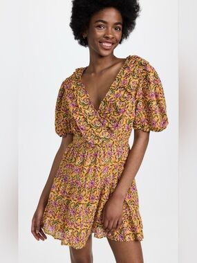 Rahi Del Sole Chiara Mini Dress Floral Puff Sleeve Mini Dress Anthropologie cos